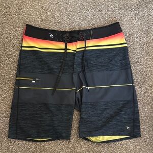 Rip Curl Men's Black and Yellow Board Shorts